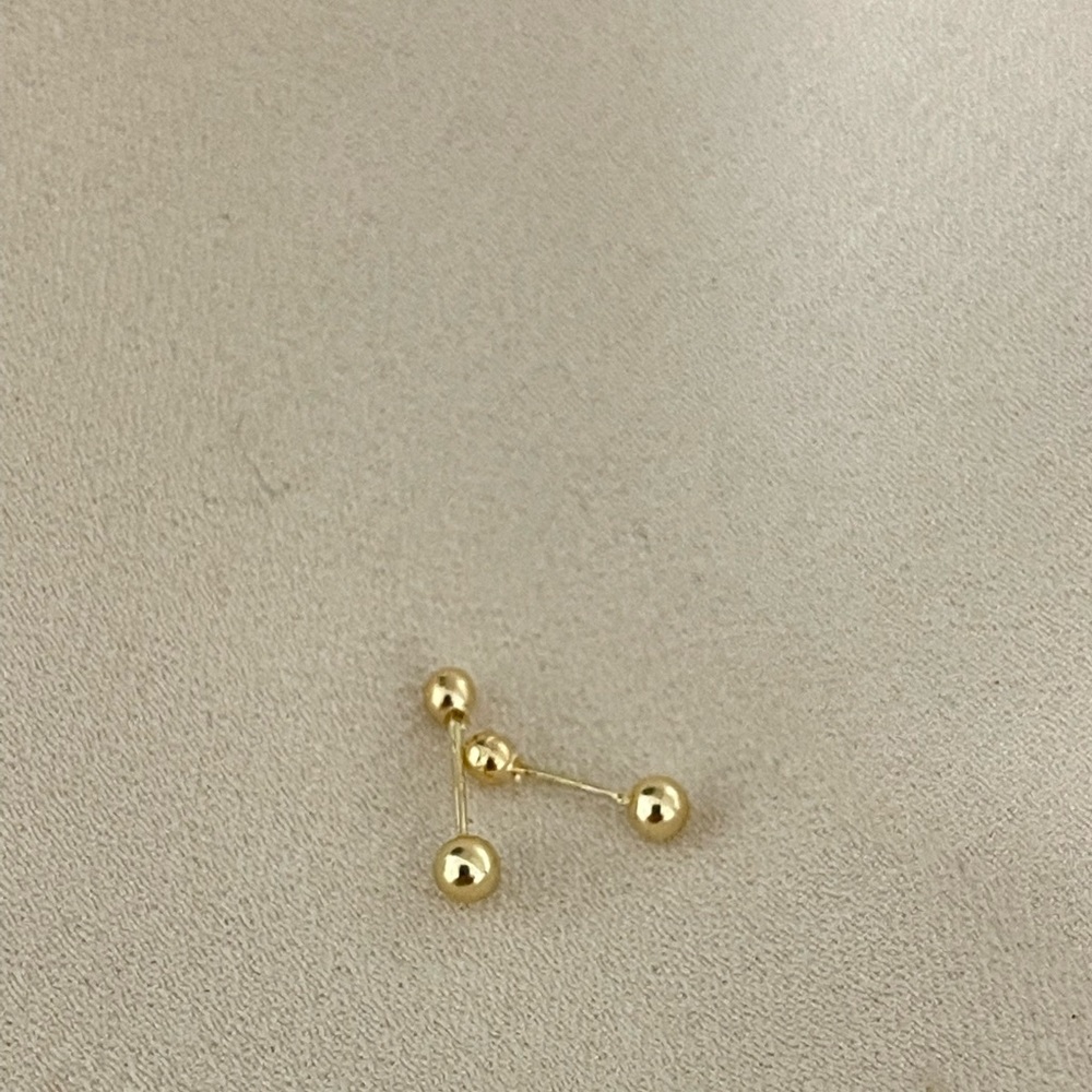 14k Gold Baby Ball Stud Earrings - Picture 3 of 4